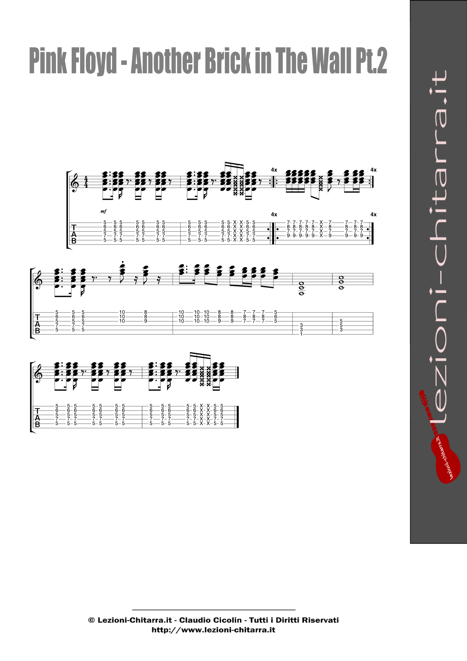 THE WALL PINK FLOYD TUTORIAL LEZIONE DI CHITARRA lezioni